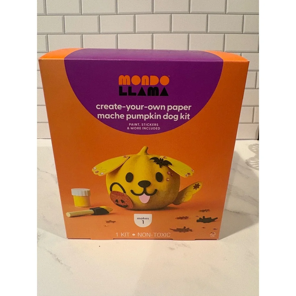 Mondo Llama Create Your Own Paper Mache Pumpkin Dog Kit Halloween Craft DIY New